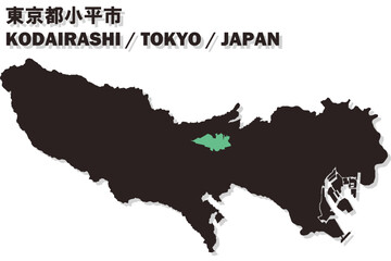 日本地図-東京都-小平市ベクターイラストマップ