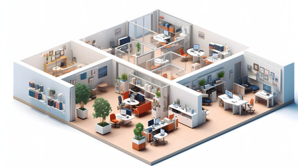 Office Rooms isometric 3D