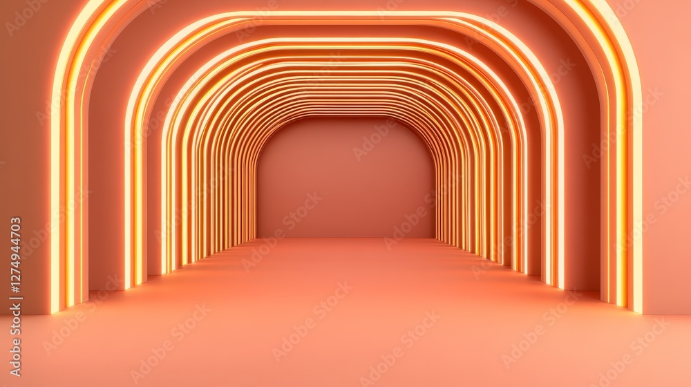 Poster Light Flows from Source with Clear Gradient in Modern Architectural Space
