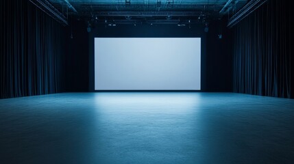Blank Screen in Dark Room for Presentations or Showcasing Content