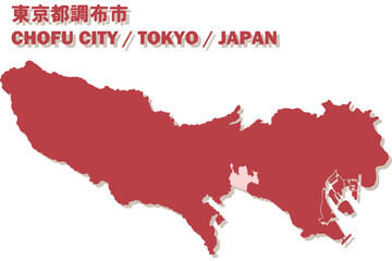 日本地図-東京都-調布市ベクターイラストマップ