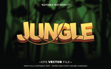 Jungle text effect editable vector template realistic 3d style