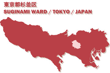 日本地図-東京都-杉並区ベクターイラストマップ
