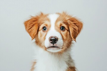 Adorable Puppy Portrait Against a Neutral Background.  Possible Use Stock photo for pet adoption campaigns or websites