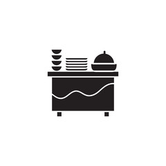 Service Catering Buffet Icon, vector flat black simple illustration for web and app..eps