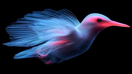 Obraz premium AI Hummingbird Glowing Wings Abstract Bird Nature Art