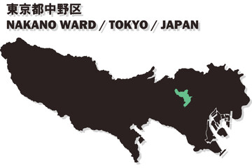 日本地図-東京都-中野区ベクターイラストマップ