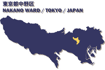 日本地図-東京都-中野区ベクターイラストマップ