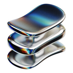 Obraz premium chrome abstract shape 3d icon isolated on the transparent background
