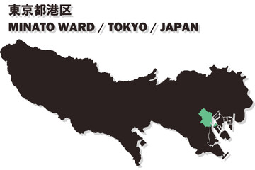 Obraz premium 日本地図-東京都-港区ベクターイラストマップ