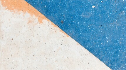A diagonal split of textured surfaces in orange and blue against a light background.