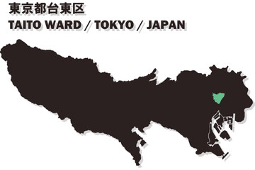 日本地図-東京都-台東区ベクターイラストマップ