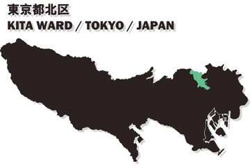 日本地図-東京都-北区ベクターイラストマップ