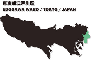 日本地図-東京都-江戸川区ベクターイラストマップ