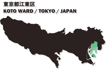 日本地図-東京都-江東区ベクターイラストマップ