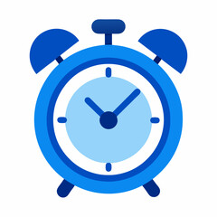 Blue alarm clock icon vector on white background.