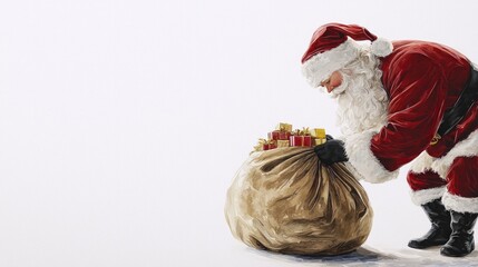 Santa Claus Watercolor Painting  Christmas Gifts  Holiday Season  Festive Illustration