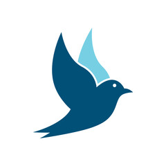 logo design of a flying dove flapping its wings