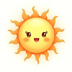 cute sun round face on white background