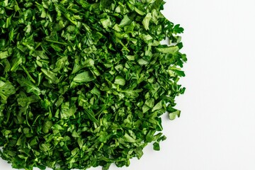 Chopped Fresh Parsley on White Background