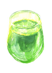 グリーンスムージーの水彩イラスト