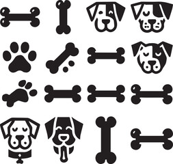 Pets & Animals vector, dog bone vector set, dog bone vector silhouette vector black and white, dog silhouette art