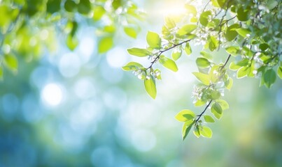 Spring blossoms sunlight garden bokeh background