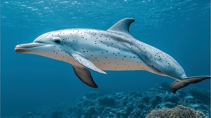 Obraz premium Graceful Spotted Dolphin Underwater Ocean Wildlife Marine Mammal