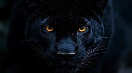 Majestic Black Panther Closeup  Wild Cat Portrait  Powerful Eyes  Dark Fur  Wildlife Photo