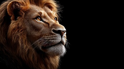 Fototapeta premium Majestic Lion Profile Wild Cat African Wildlife King of the Jungle