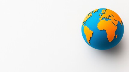 Fototapeta premium Vibrant Blue and Orange Globe on a White Background Featuring Geographic World Elements