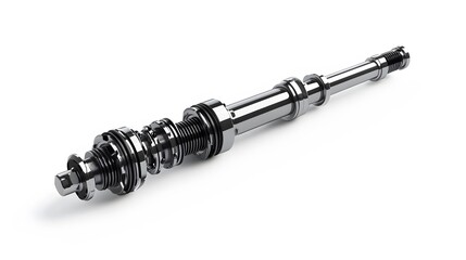 Shiny chrome piston rod with spring and ring components