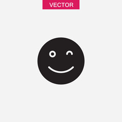 Smile Wink Icon, vector simple black trendy style illustration for web and app..eps