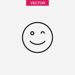Smile Wink Icon, vector simple linear illustration for web and app..eps