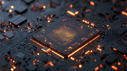 Close-up of a Circuit Board with LED Lights