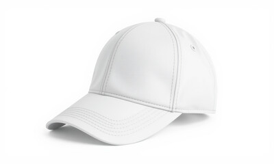 Fototapeta premium white baseball cap mockup showcasing sleek design and smooth texture, perfect for branding or promotional use. Ideal for sports or casual wear