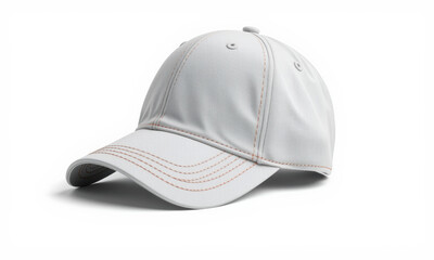 Fototapeta premium stylish white baseball cap with detailed stitching, perfect for casual wear or sports activities. This mockup showcases its sleek design and versatility