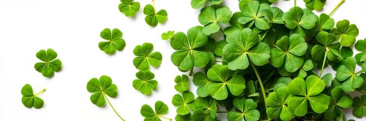 Green clover leaves scattered on a wooden background with space for text, symbolizing St Patrick's Day celebration, clover, St Patrick's Day, 17 March