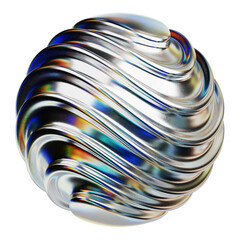 chrome abstract shape 3d icon isolated on the transparent background