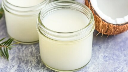 Coconut oil benefits and uses for skin care kitchen and wellness healthy living guide natural environment close-up view holistic concept