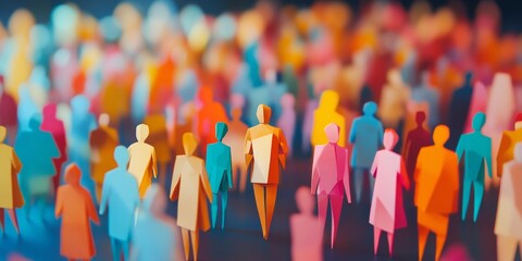 Diverse Crowd Gathering, Blurred Background, Abstract