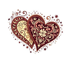 Ornate Hearts Design on Transparent Background for Valentine's Day or Romantic Decor