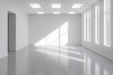 Sunlit empty modern office space, design mockup