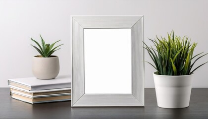 Isolated White Picture Frame Mockup Template Vertical, Stark Minimalism in a Clean White Canvas for Digital Art and Design Inspiration