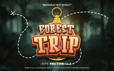Forest Trip text effect editable vector template realistic 3d style © Lucky