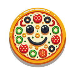 Happy Pizza Cartoon Illustration