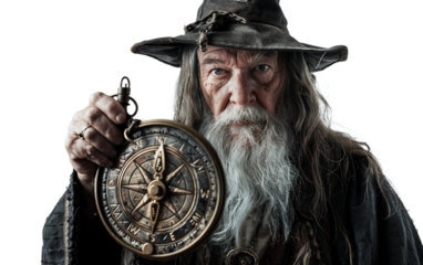 Elderly Wizard Art on transparent background PNG.