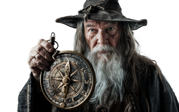 Elderly Wizard Art on transparent background PNG.
