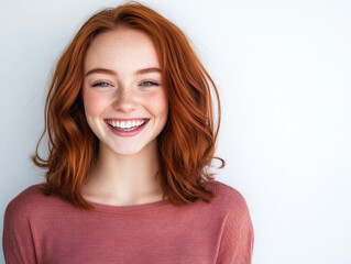 Fototapeta premium Cheerful College Student Beaming with Positivity Against a Crisp White Background