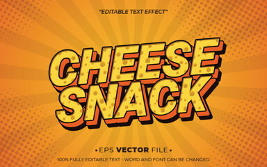 Cheese Snack text effect vector template with a yellow background